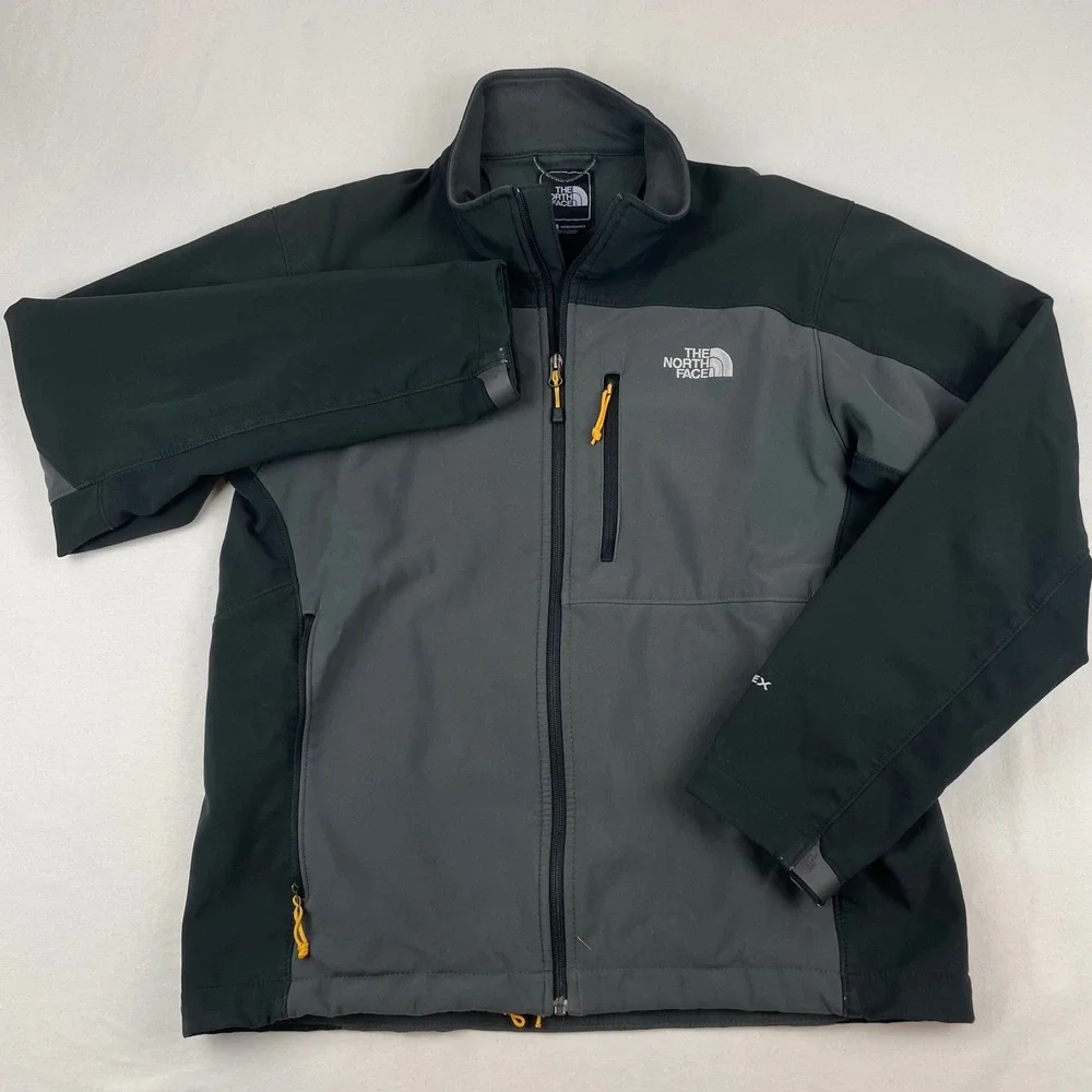 The North Face Mens Apex Bionic Softshell Jacket Grey Black Full Zip Medium